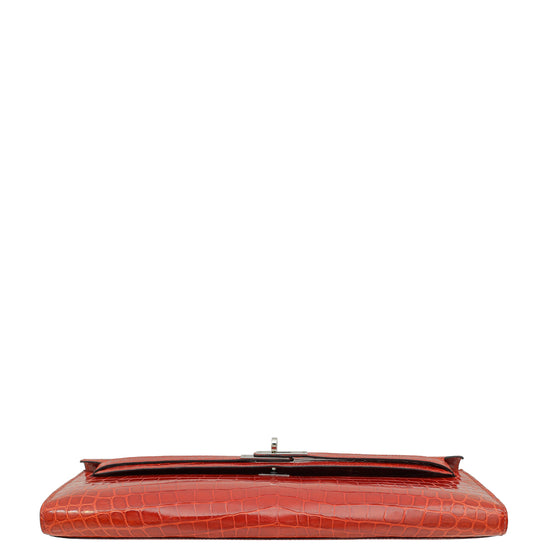 Hermes Miel Shiny Niloticus Crocodile Kelly Cut Bag-Hermes-THE CLOSET