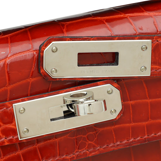 Hermes Miel Shiny Niloticus Crocodile Kelly Cut Bag-Hermes-THE CLOSET