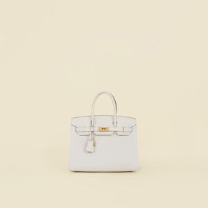 Hermes Gris Pale Sellier Birkin 30 Bag