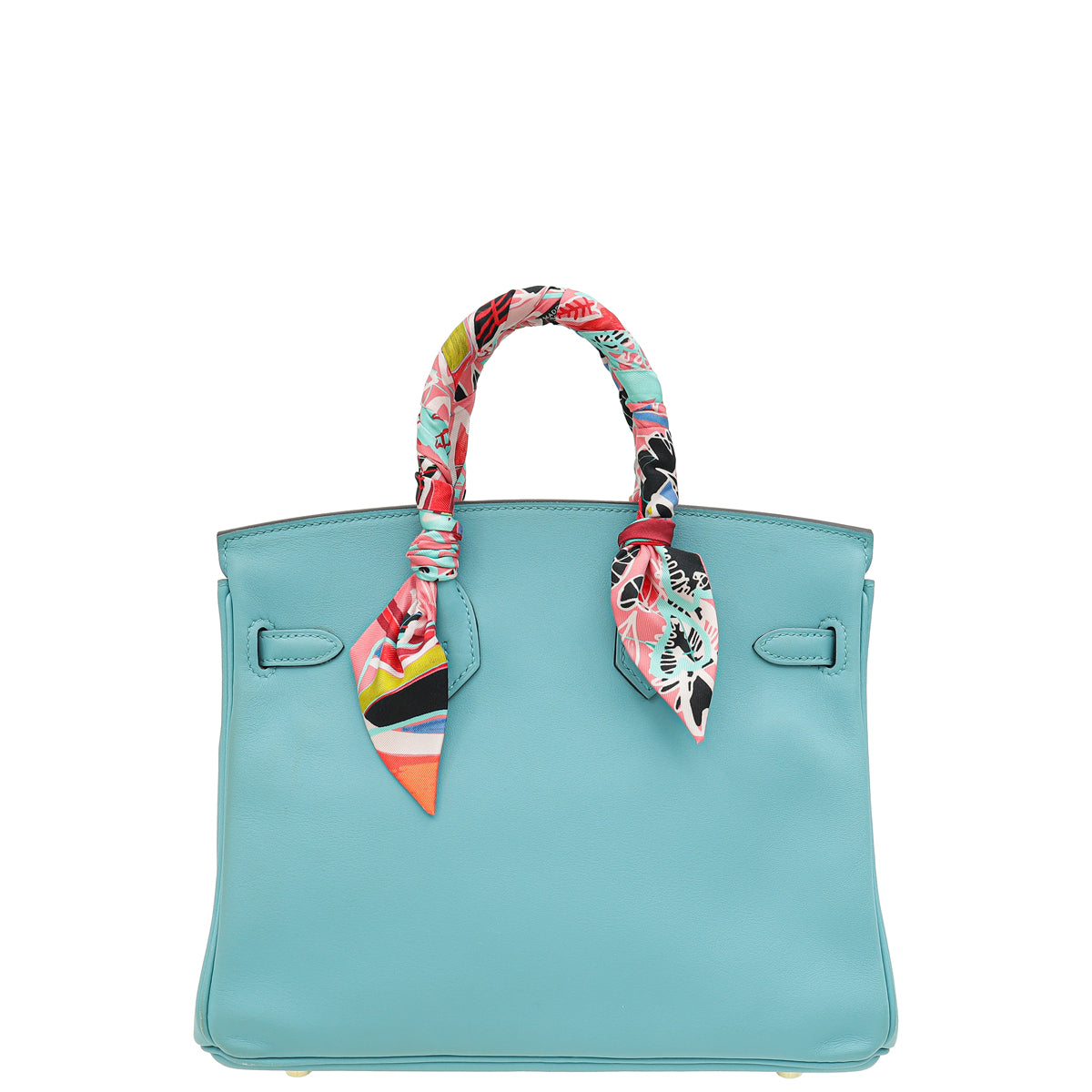 Hermes Bleu Atoll Retourne Birkin 25 Bag W/ Twillies-Hermes-THE CLOSET