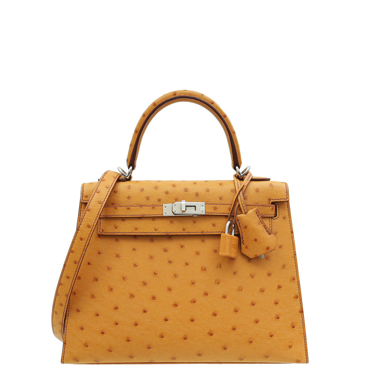 Hermes Gold Ostrich Sellier Kelly 25 Bag-Hermes-THE CLOSET
