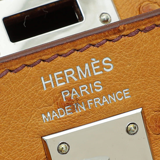 Hermes Gold Ostrich Sellier Kelly 25 Bag-Hermes-THE CLOSET