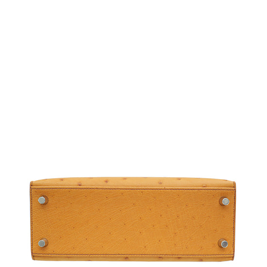 Hermes Gold Ostrich Sellier Kelly 25 Bag-Hermes-THE CLOSET