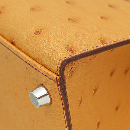 Hermes Gold Ostrich Sellier Kelly 25 Bag-Hermes-THE CLOSET