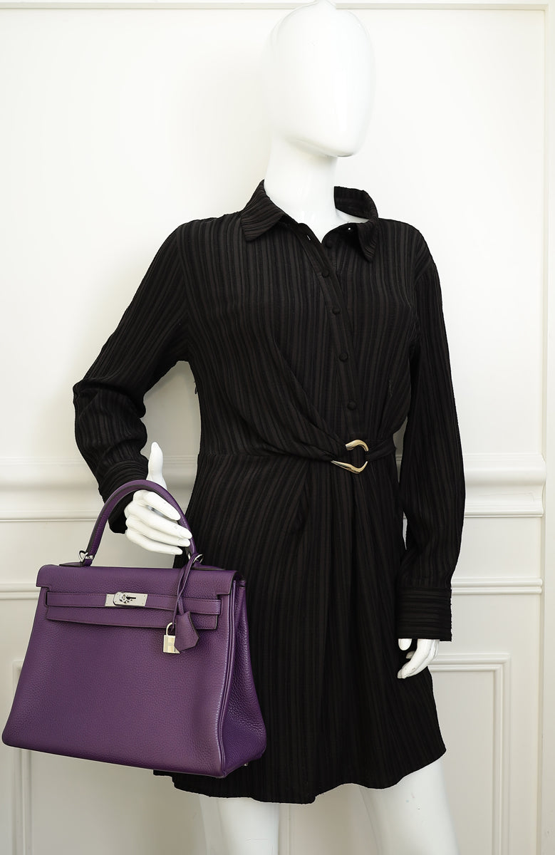 Hermes Ultraviolet Kelly 32 Retourne Bag