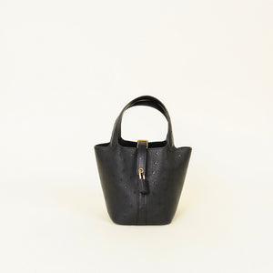 Hermes Noir Picotin Lock 14 Micro Ostrich Bag
