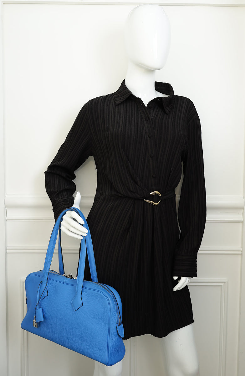Hermes Electric Blue Victoria Elan 38 Shoulder Bag