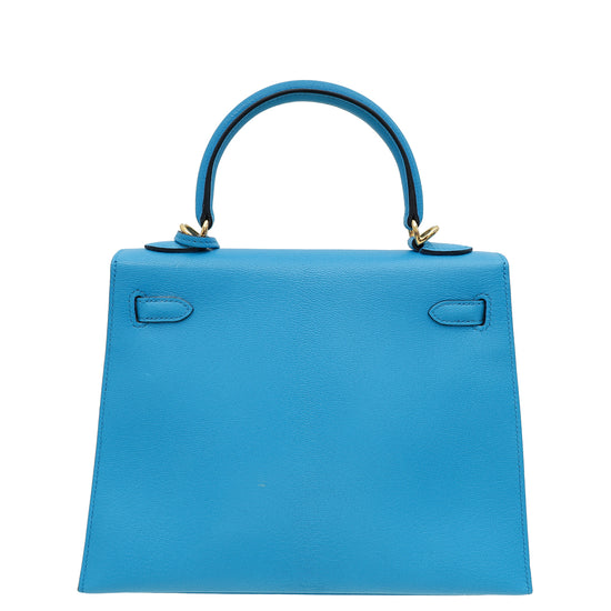 Hermes Bleu Frida Sellier Kelly 25 Bag