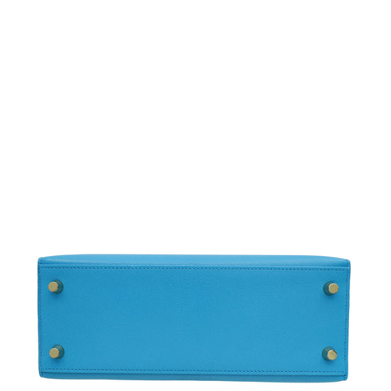 Hermes Bleu Frida Sellier Kelly 25 Bag-Hermes-THE CLOSET