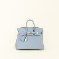 Hermes Bleu Lin Retourne Birkin 25 Bag