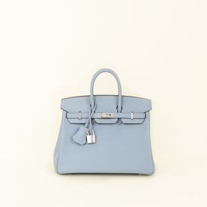 Hermes Bleu Lin Retourne Birkin 25 Bag