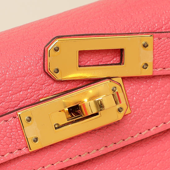Hermes Rose Azalee Chevre Mysore Mini Kelly Sellier Bag-Hermes-THE CLOSET