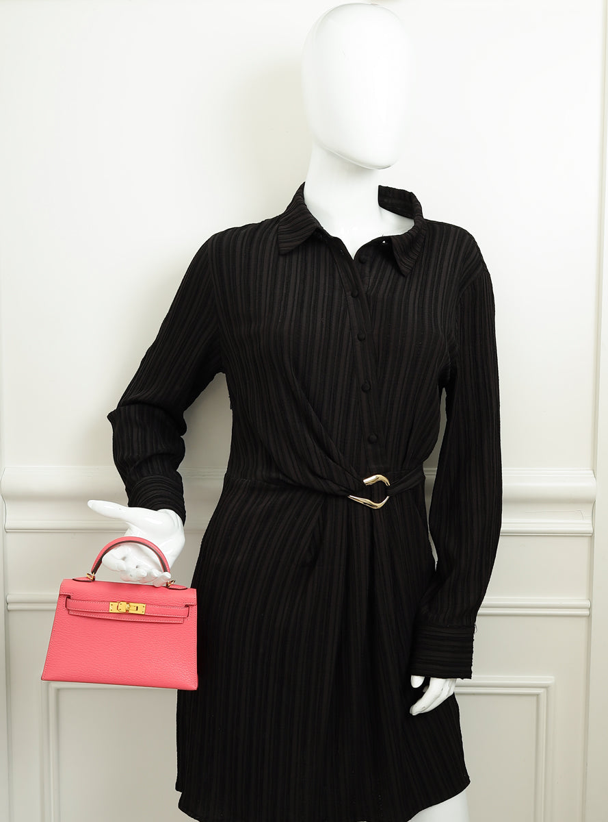 Hermes Rose Azalee Chevre Mysore Mini Kelly Sellier Bag-Hermes-THE CLOSET