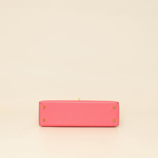 Hermes Rose Azalee Chevre Mysore Mini Kelly Sellier Bag-Hermes-THE CLOSET
