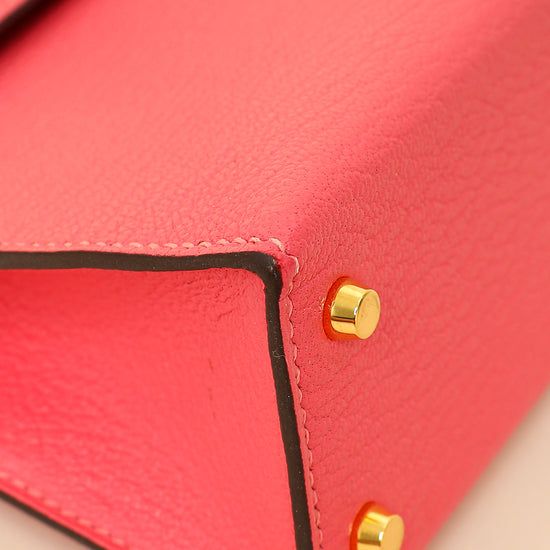 Hermes Rose Azalee Chevre Mysore Mini Kelly Sellier Bag-Hermes-THE CLOSET
