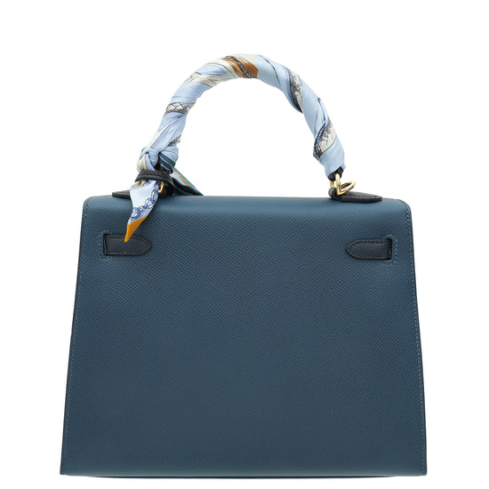 Hermes Tricolor Sellier Kelly 25  Bag w/Twilly