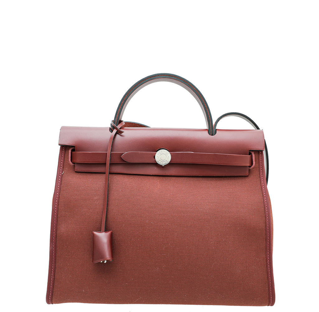 Hermes Herbag Zip Retourne 31 Rose Shocking Berline/ Rouge Sellier