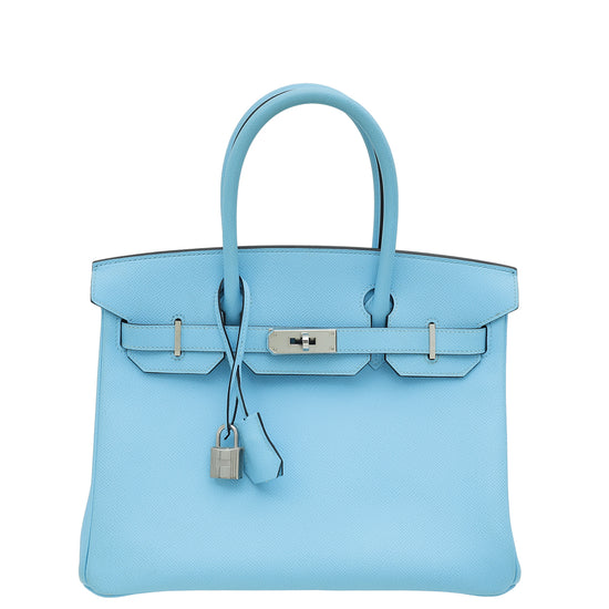 Hermes Blue Celeste Retourne Birkin 30 Bag