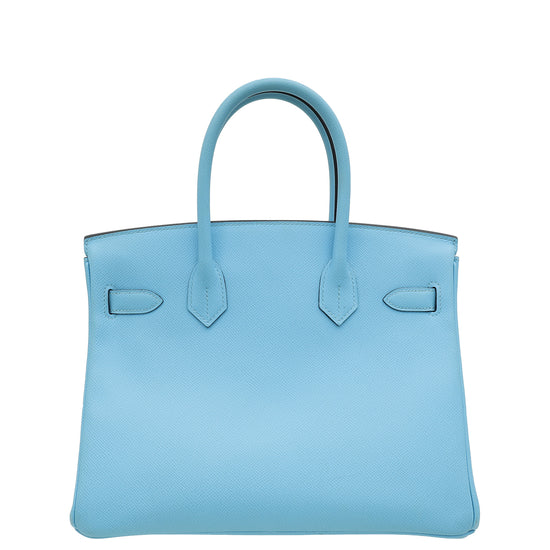 Hermes Blue Celeste Retourne Birkin 30 Bag