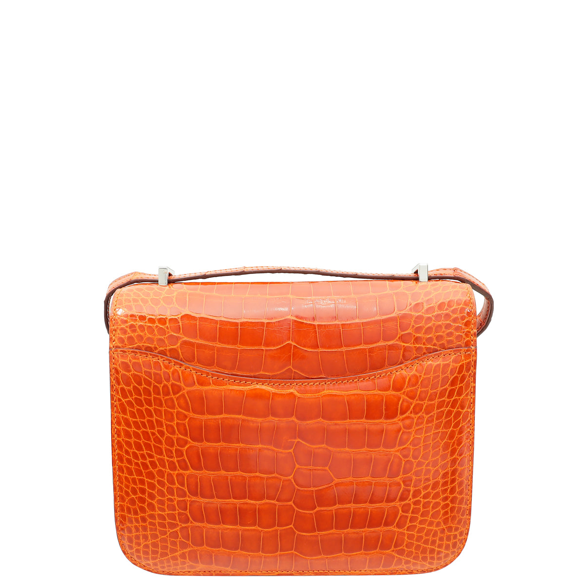 Hermes Orange Shiny Alligator Mini Constance Bag