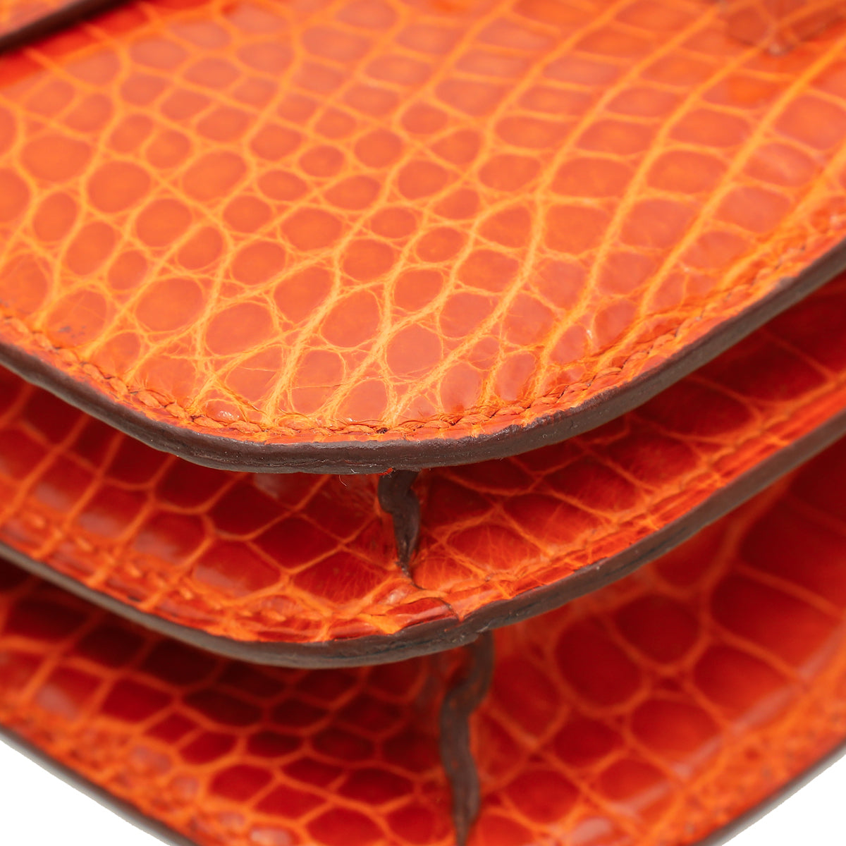 Hermes Orange Shiny Alligator Mini Constance Bag