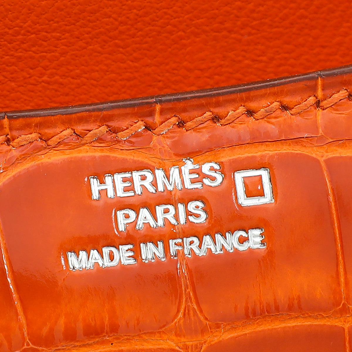 Hermes Orange Shiny Alligator Mini Constance Bag