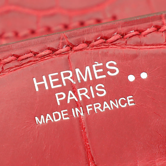 Hermes Rouge Garance Shiny Niloticus Crocodile Birkin 30 Bag