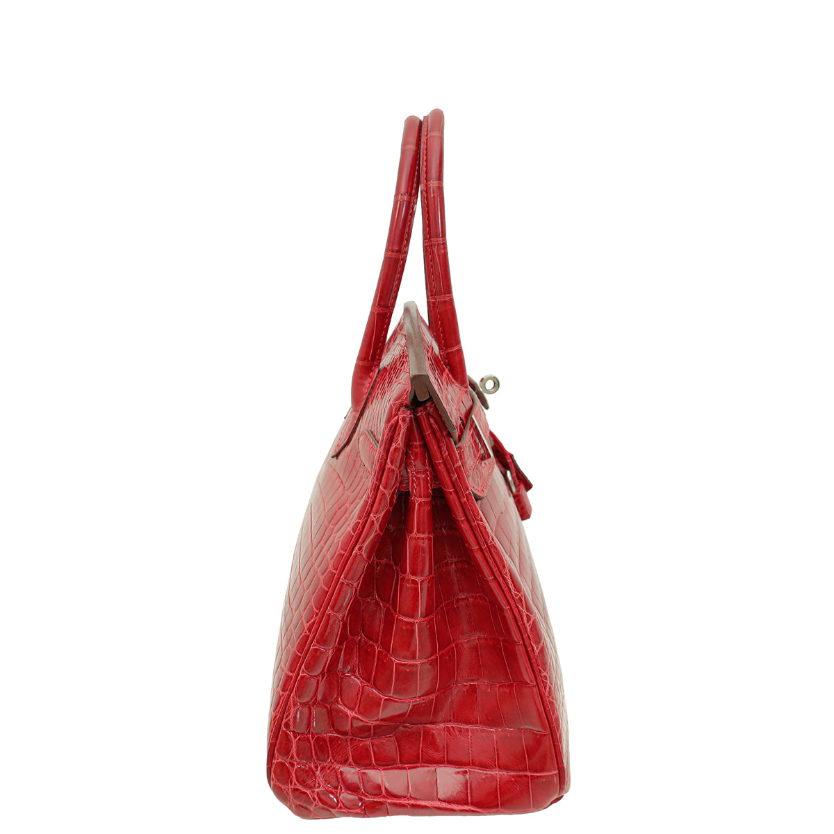 Hermes Rouge Garance Shiny Niloticus Crocodile Birkin 30 Bag