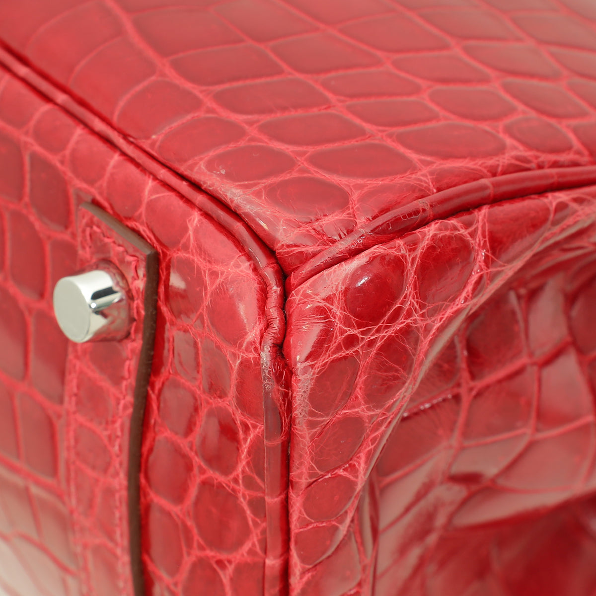 Hermes Rouge Garance Shiny Niloticus Crocodile Birkin 30 Bag