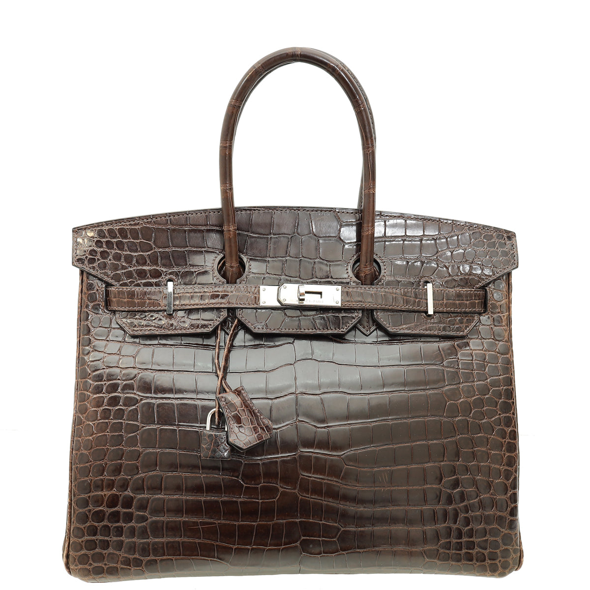 Hermes Cocoan Shiny Porosus Crocodile Birkin 35 Bag