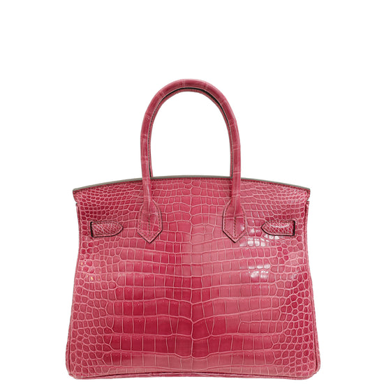 Hermes Fuchsia Shiny Porosus Crocodile Birkin 30 Bag