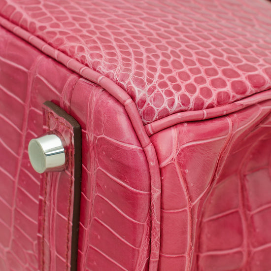 Hermes Fuchsia Shiny Porosus Crocodile Birkin 30 Bag