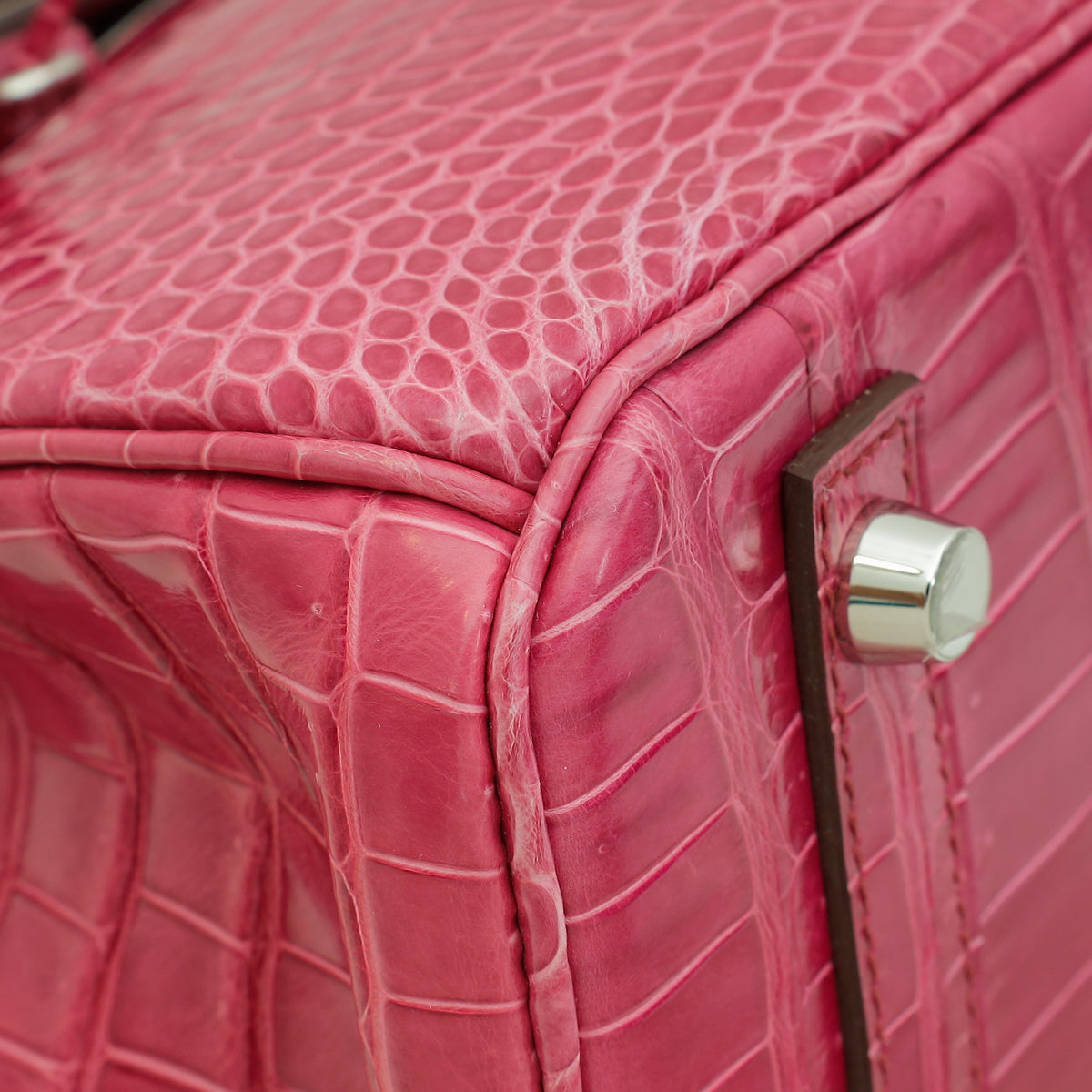 Hermes Fuchsia Shiny Porosus Crocodile Birkin 30 Bag