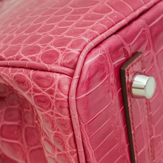 Hermes Fuchsia Shiny Porosus Crocodile Birkin 30 Bag