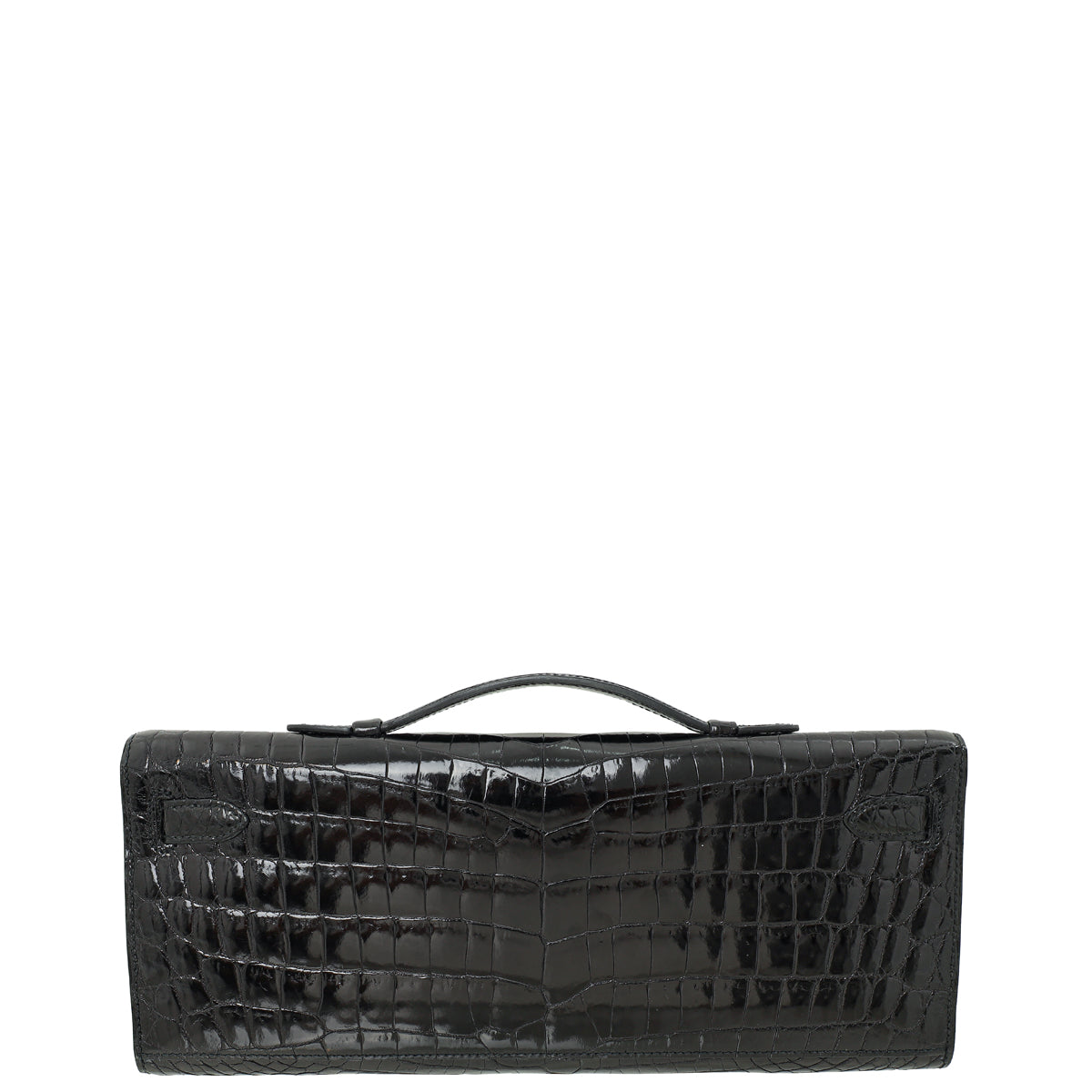 Hermes Noir Shiny Niloticus Crocodile Kelly Cut Bag-Hermes-THE CLOSET
