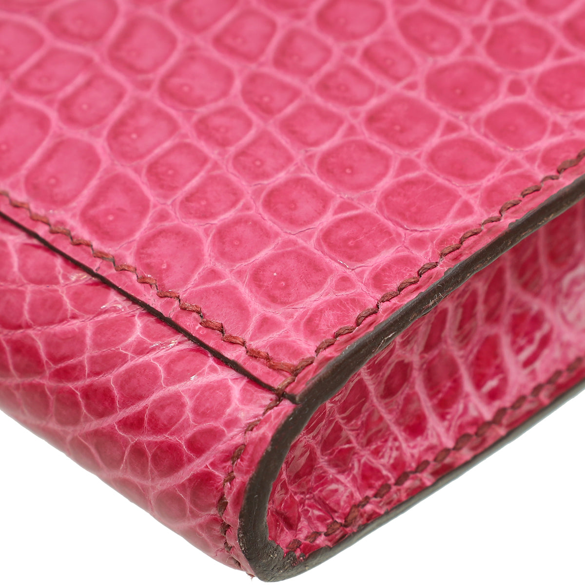 Hermes Fuchsia Shiny Porosus Crocodile Kelly Cut Clutch