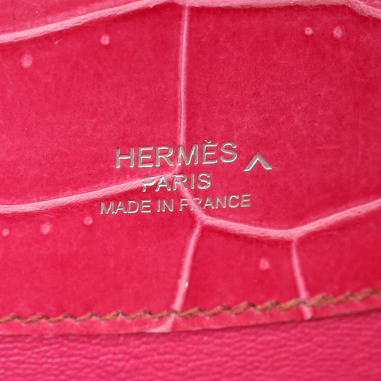 Hermes Fuchsia Shiny Porosus Crocodile Kelly Cut Bag-Hermes-THE CLOSET
