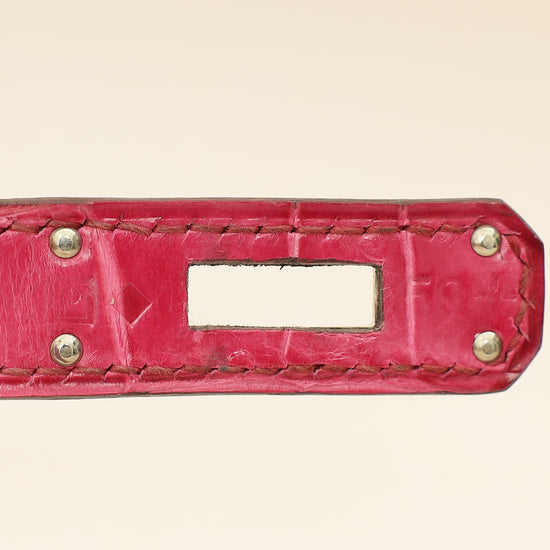 Hermes Fuchsia Shiny Porosus Crocodile Kelly Cut Bag-Hermes-THE CLOSET