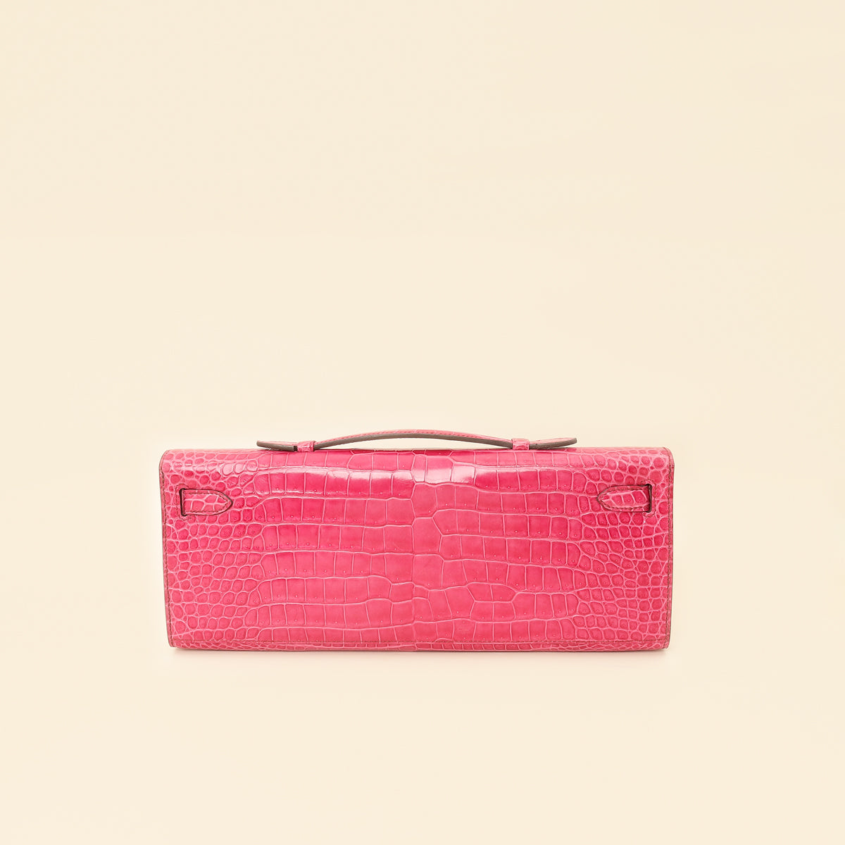 Hermes Fuchsia Shiny Porosus Crocodile Kelly Cut Bag-Hermes-THE CLOSET