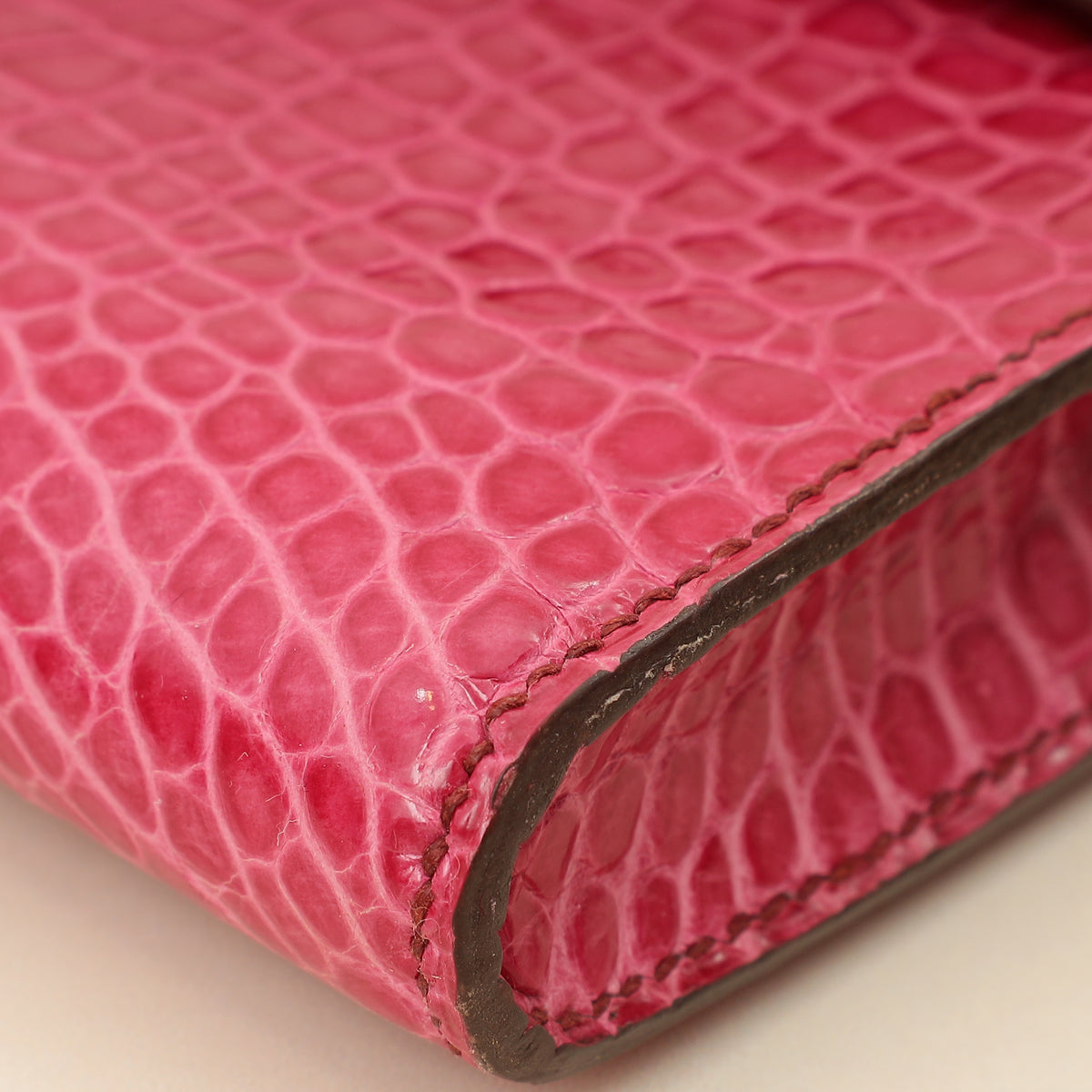 Hermes Fuchsia Shiny Porosus Crocodile Kelly Cut Bag-Hermes-THE CLOSET