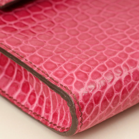 Hermes Fuchsia Shiny Porosus Crocodile Kelly Cut Bag-Hermes-THE CLOSET