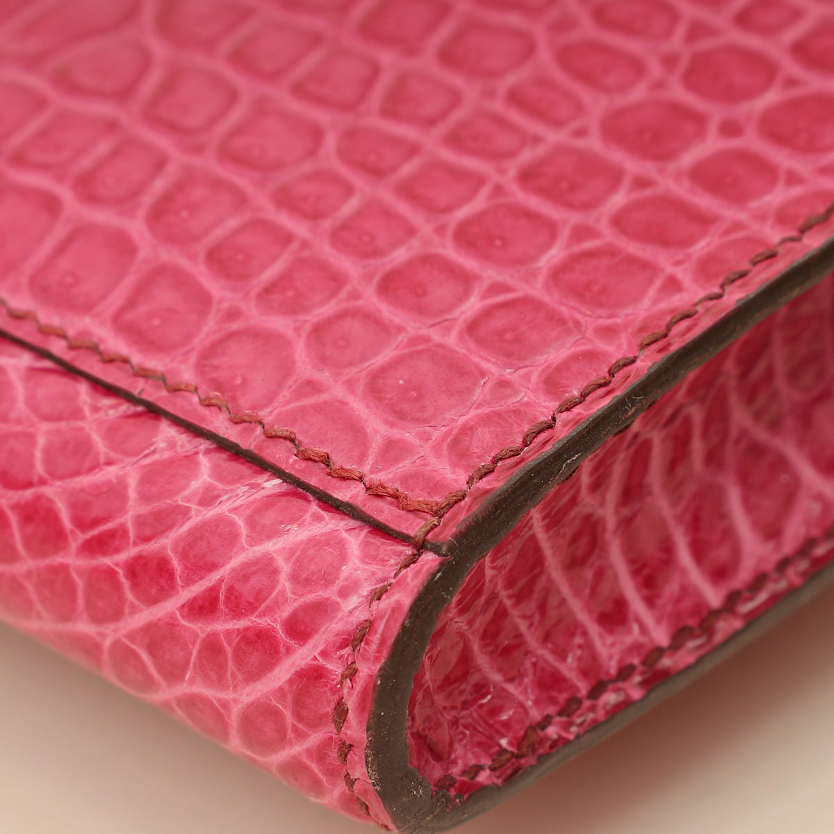 Hermes Fuchsia Shiny Porosus Crocodile Kelly Cut Bag-Hermes-THE CLOSET