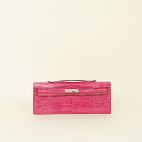 Hermes Fuchsia Shiny Porosus Crocodile Kelly Cut