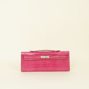 Hermes Fuchsia Shiny Porosus Crocodile Kelly Cut