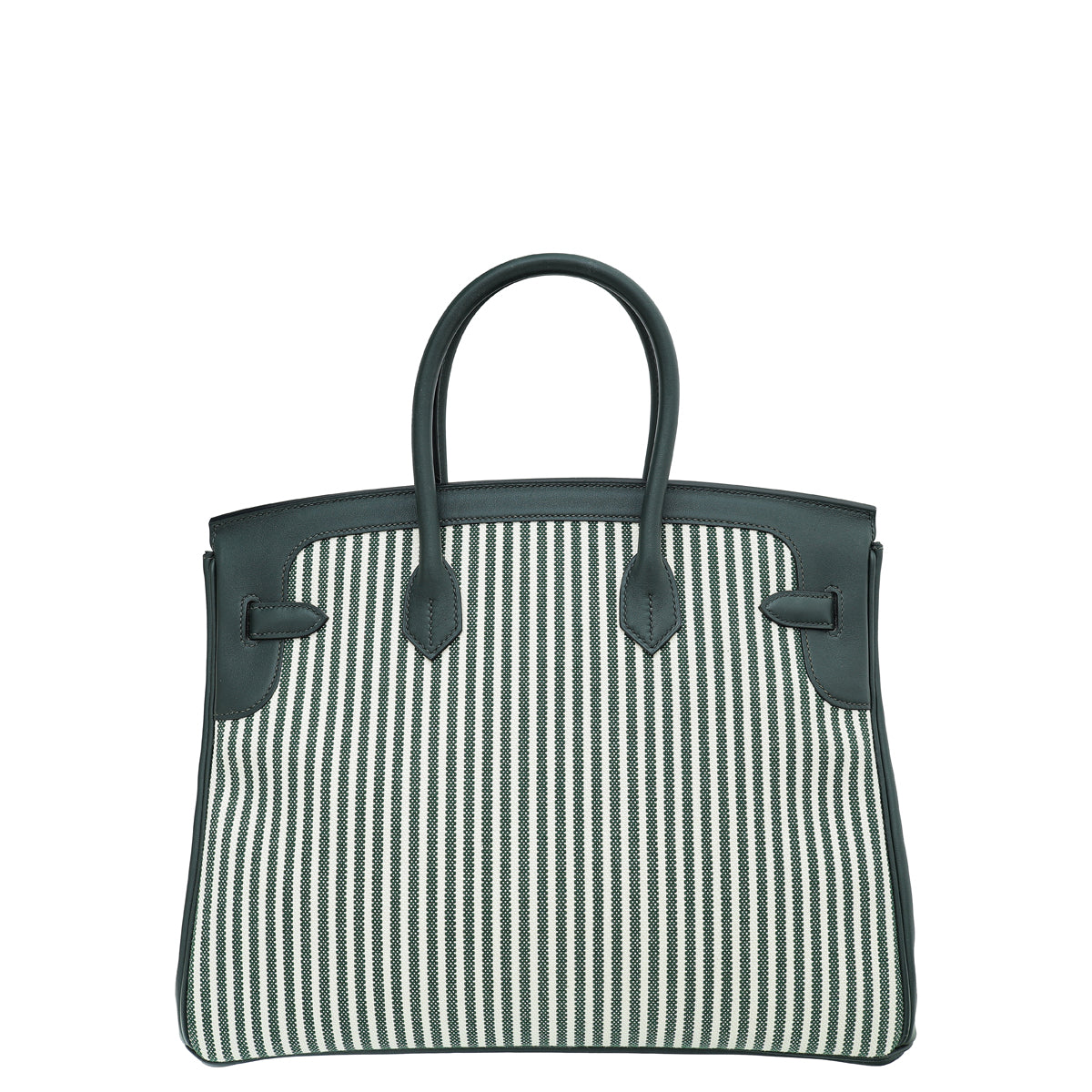 Hermes Ecru Vert Anglais Ltd. Ed. Toile Riga Birkin 35 Bag-Hermes-THE CLOSET