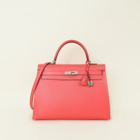 Hermes Rose Jaipur Kelly 35 Sellier Bag