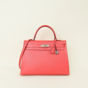 Hermes Rose Jaipur Kelly 35 Sellier Bag