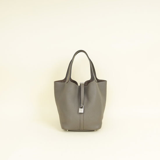 Hermes Gris Etain Picotin Lock 22 Bag