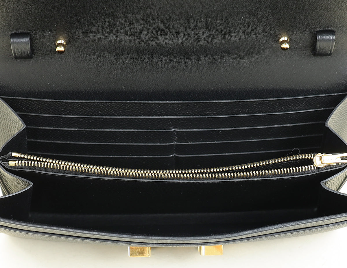 Hermes Noir Constance To Go Lizard Lock Wallet