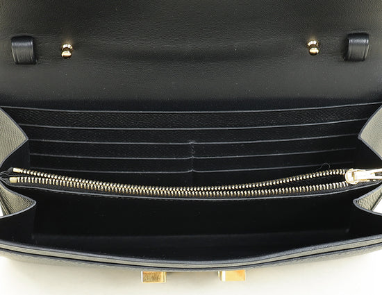 Hermes Noir Constance To Go Lizard Lock Wallet